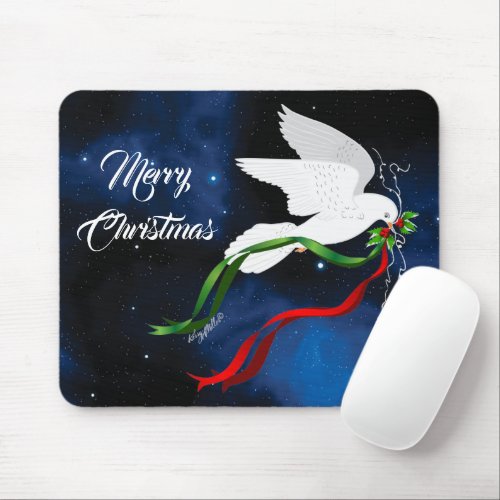 White Dove Christmas Mouse Pad