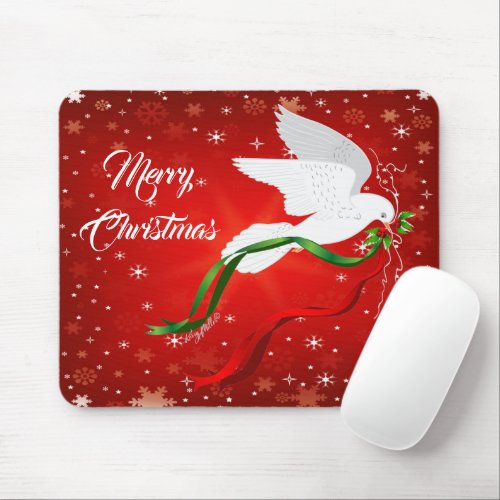 White Dove Christmas Mouse Pad