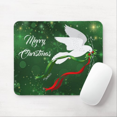 White Dove Christmas Mouse Pad