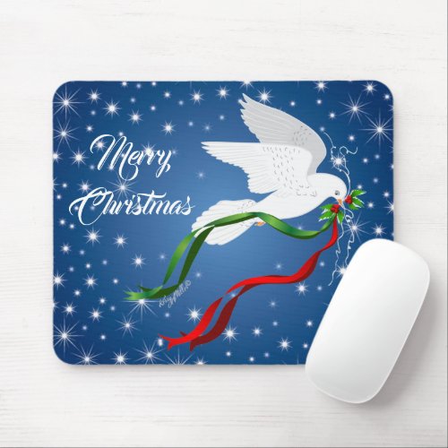 White Dove Christmas Mouse Pad