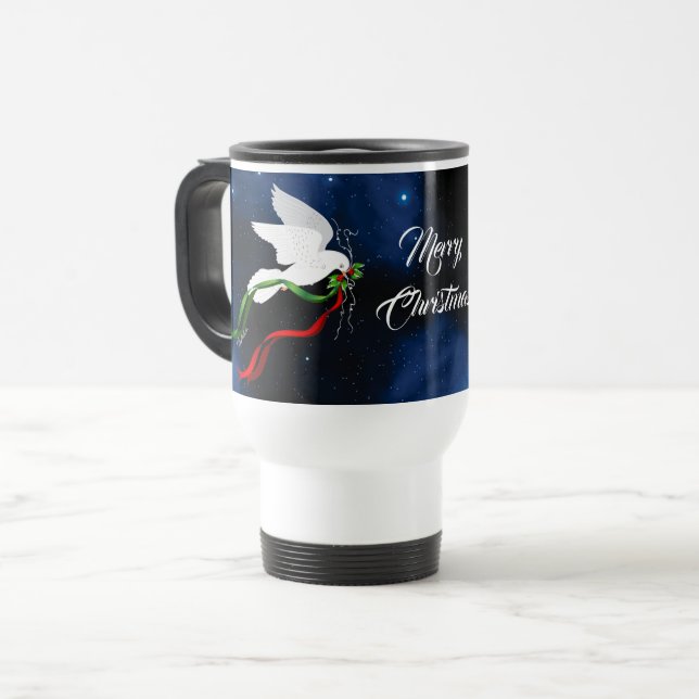 White Dove Christmas Travel Mug (Front Left)