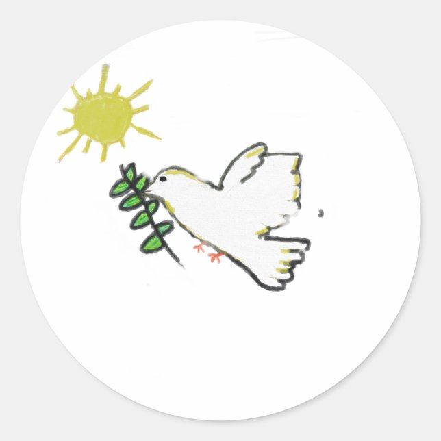 White Dove Classic Round Sticker (Front)
