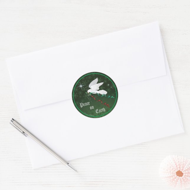 White Dove Classic Round Sticker (Envelope)