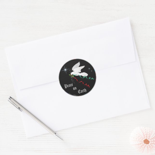 White Dove Classic Round Sticker (Envelope)