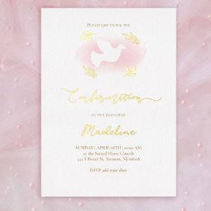 white dove Confirmation Foil Invitation