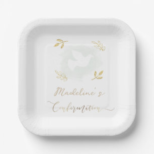 white dove Confirmation  Paper Plates
