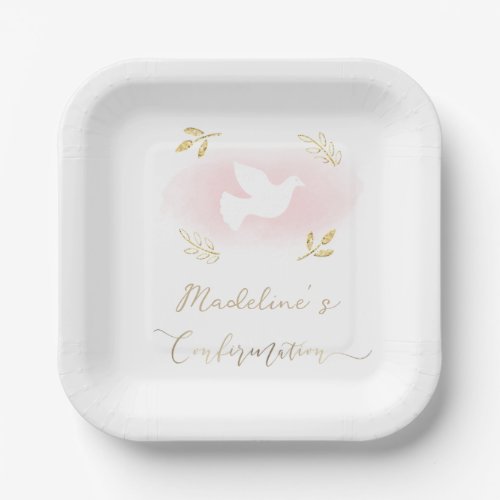 white dove Confirmation  Paper Plates