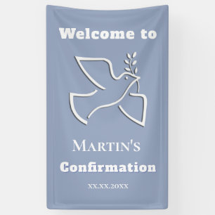 white dove design Confirmation boy welcome  Banner