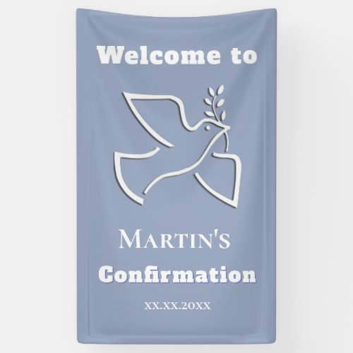 white dove design Confirmation boy welcome  Banner