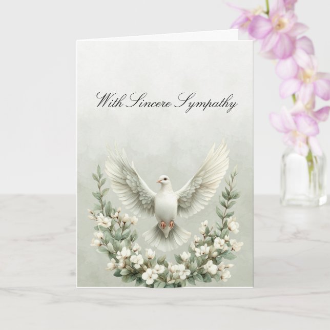 White Dove Flowers Sympathy Card (Orchid)