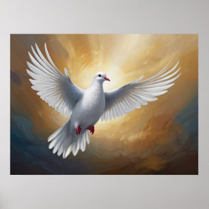 White Dove Flying Poster