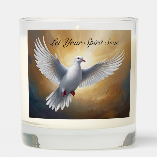 White Dove Flying Scented Candle (Front)