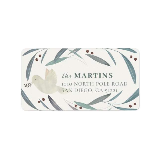 White Dove Foliage Cream White Address Label (Front)