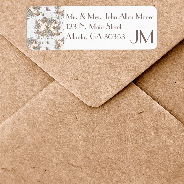 White Dove Garden Pattern Return Address Label (Creator Uploaded)