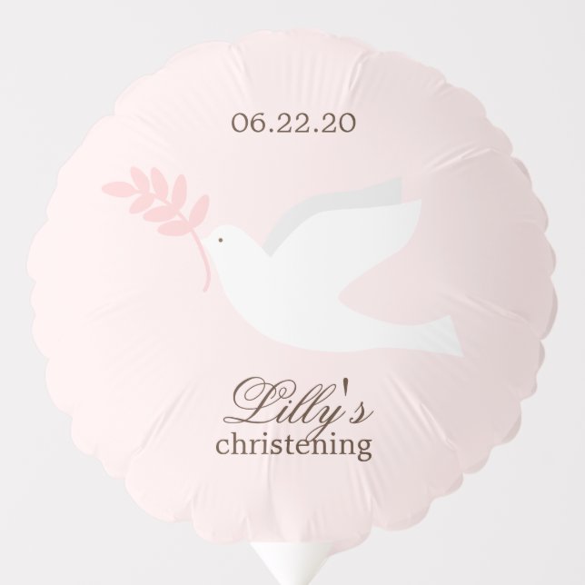White Dove Girl's Baptism Custom Balloon (Front)