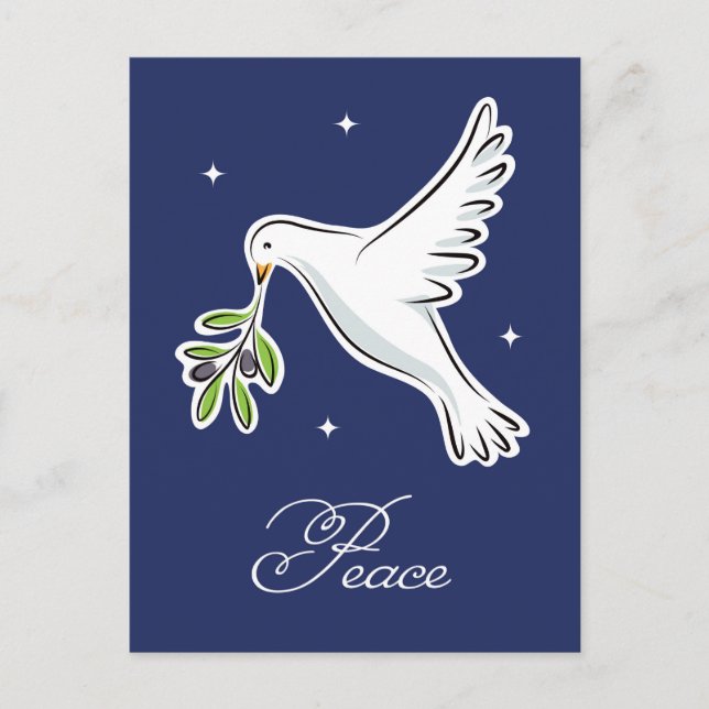 White dove holiday season card with text "Peace" (Front)