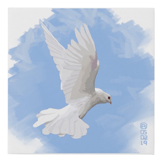 White Dove In A Blue Sky Painting Faux Canvas Print (Front)