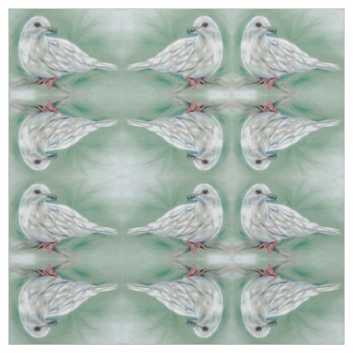White Dove in the Pine Pastel Art Pattern Fabric