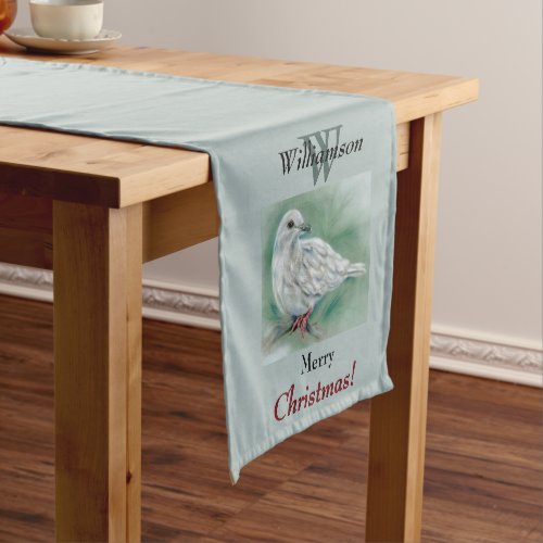 White Dove in the Pine Personalized Christmas Short Table Runner