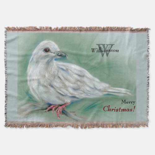 White Dove in the Pine Personalized Christmas Throw Blanket