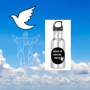 White Dove Jesus Coming Soon  Stainless Steel Water Bottle