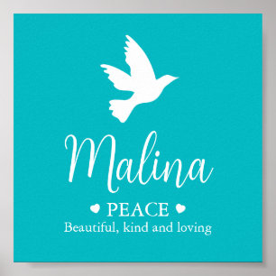 White dove Malina name meaning aqua Poster