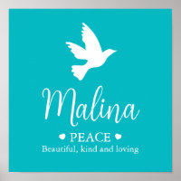 White dove Malina name meaning aqua