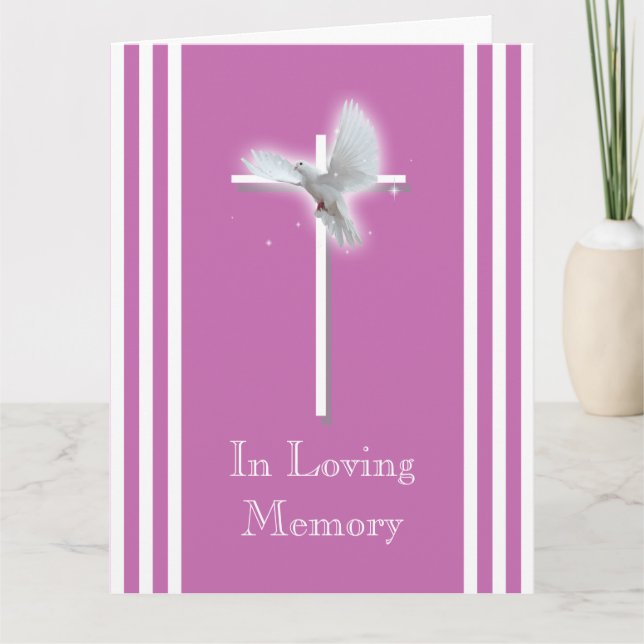 White dove memorial purple white christian  card (Front)