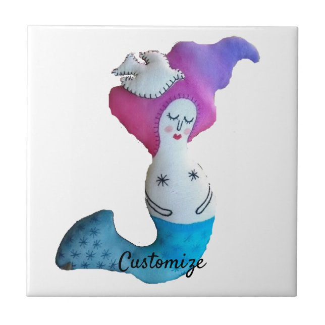 White Dove Mermaid Thunder_Cove Ceramic Tile (Front)