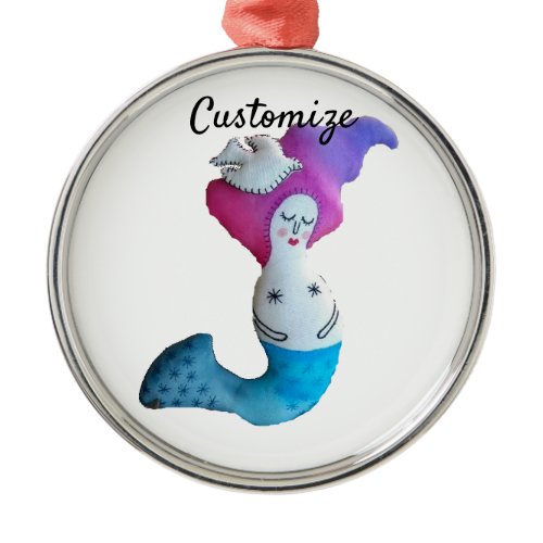White Dove Mermaid Thunder_Cove  Metal Ornament