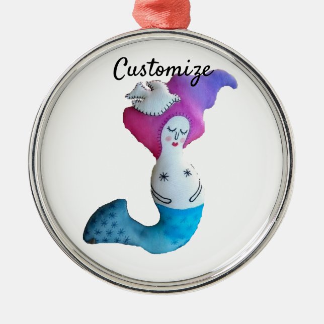 White Dove Mermaid Thunder_Cove  Metal Ornament (Front)