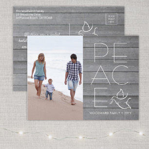 White Dove Modern Unique Peace 1 Photo Gray Wood Holiday Postcard