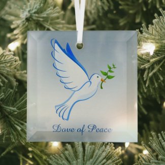 White Dove of Peace Beveled Glass Ornament