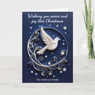 White Dove of Peace Faux Papercraft Christmas Holiday Card