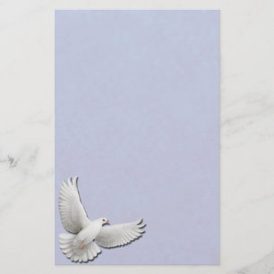 White Dove on Blue Stationery