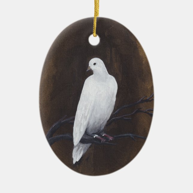 White Dove on Bronze background, Christmas Tree Or Ceramic Ornament (Front)