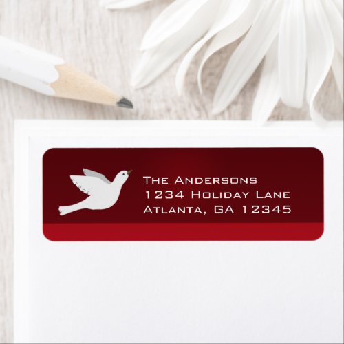 White Dove on Burgundy Christmas Labels