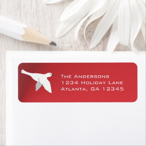 White Dove on Christmas Red Labels