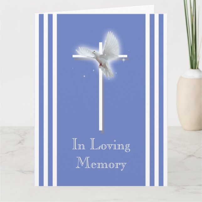 White dove on cross | Personalize condolence Card (Front)