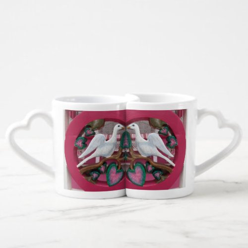 White Dove on Pink _ Marthas Vineyard Coffee Mug Set