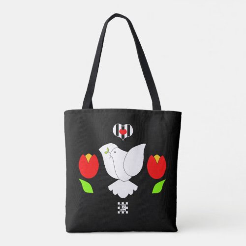 White Dove Over Bold Stripes Tote Bag