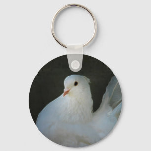 White dove peace symbol keychain