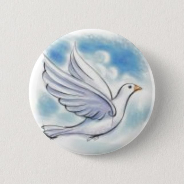 white dove pinback button (Front)