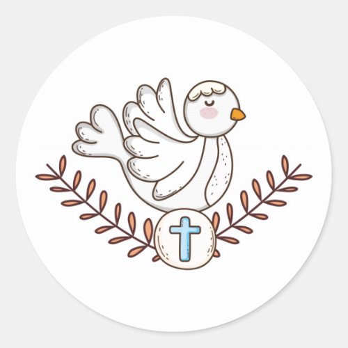 White Dove Religious Baptism Christening Classic Round Sticker