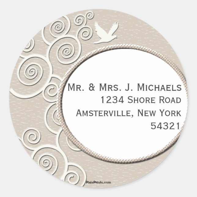 White Dove Return Address Sticker (Front)
