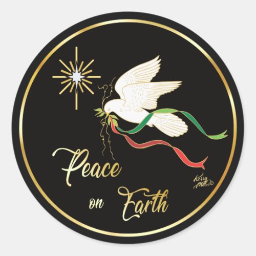 White Dove Spreading Peace On Earth Classic Round Sticker