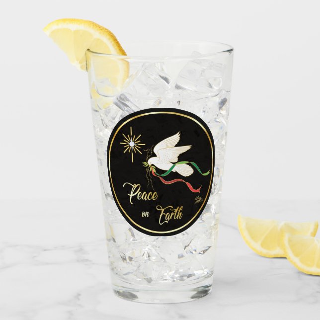 White Dove Spreading Peace On Earth Glass (Front Ice)