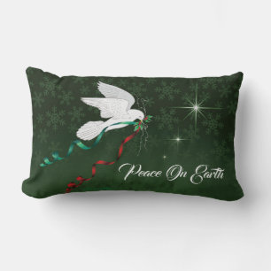 White Dove Spreading Peace On Earth Lumbar Pillow