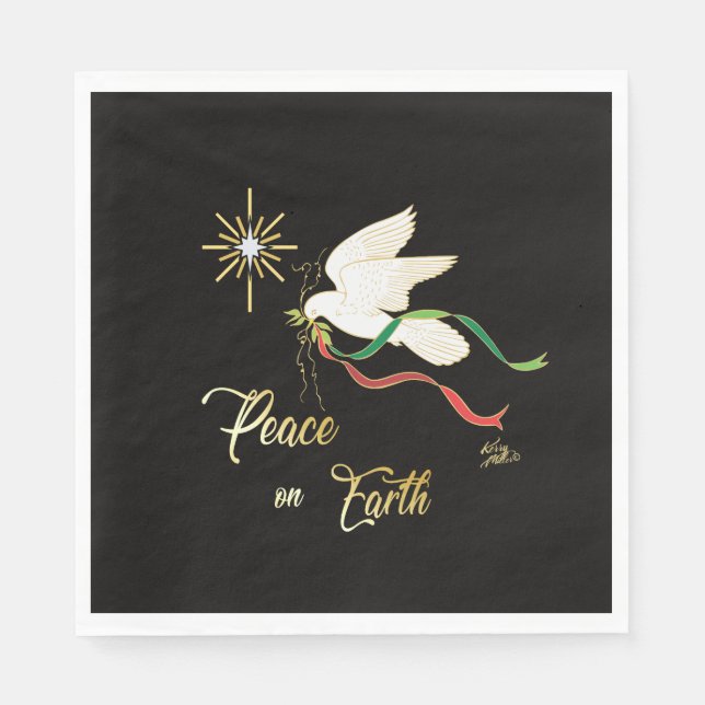 White Dove Spreading Peace On Earth Napkins (Front)