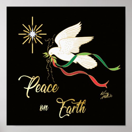 White Dove Spreading Peace On Earth Poster